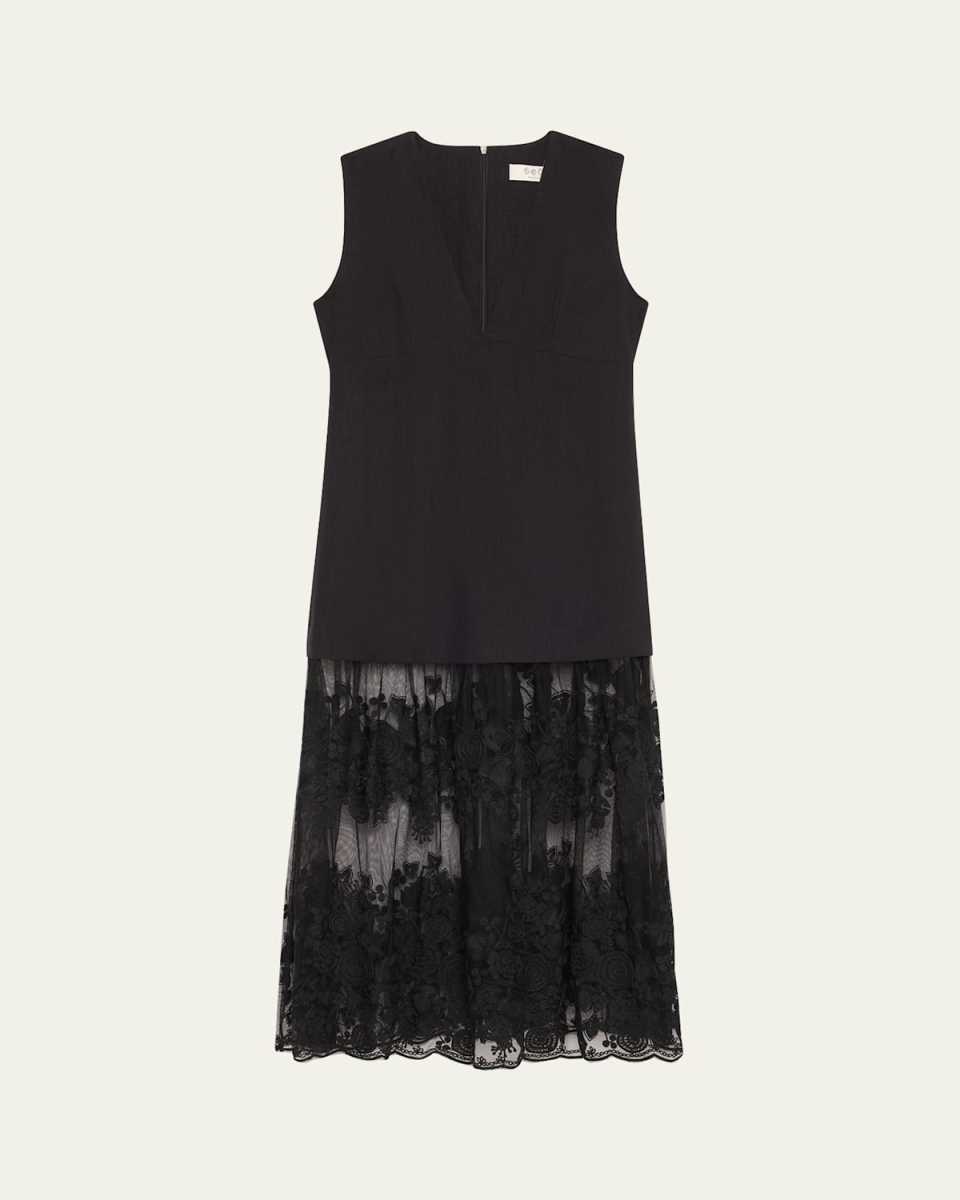 Arielle Lace V-Neck Midi Dress
